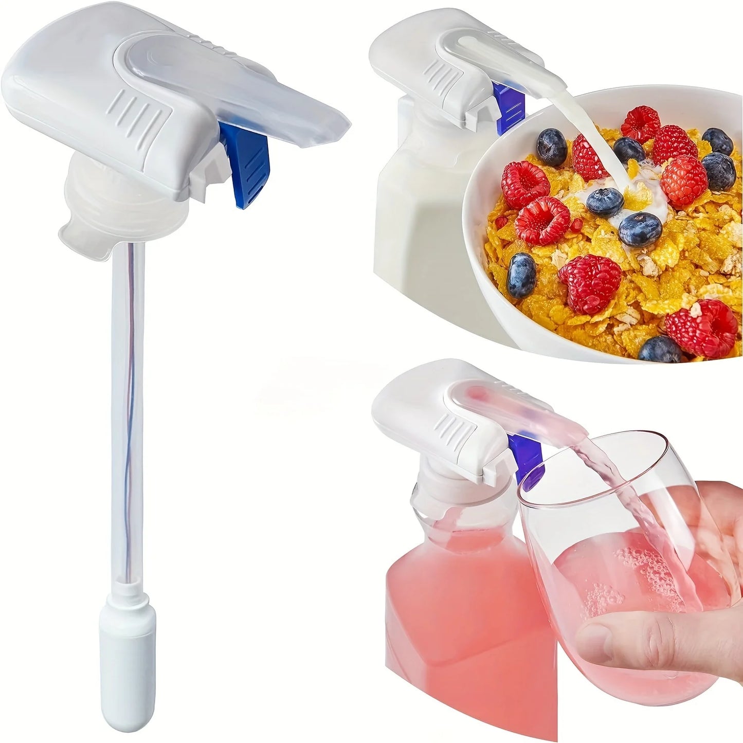 Hands-Free Beverage Dispenser for Refrigerators with Auto Straw