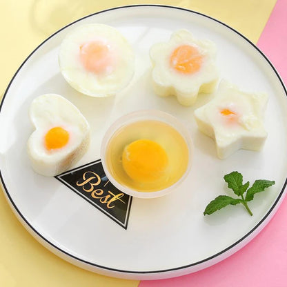 4-Piece Egg Steamer and Frying Mold Set – Cute Breakfast Moulds with Lids and Brush