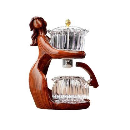 Creative Female Statue Teapot Set in Heat-Resistant Glass
