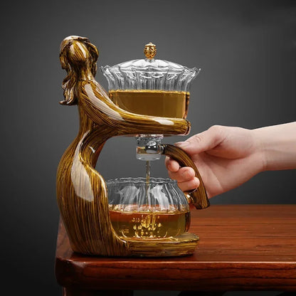 Creative Female Statue Teapot Set in Heat-Resistant Glass
