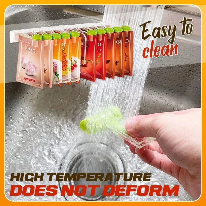 Wall-Mounted Hanging Seasoning Bag Organizer – 6/10 Grid Spice Rack