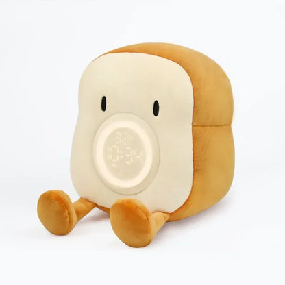 Cute Plush Toast Digital Alarm Clock – LED Display & Night Light for Cosy Home Decor