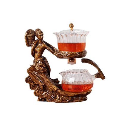 Creative Female Statue Teapot Set in Heat-Resistant Glass