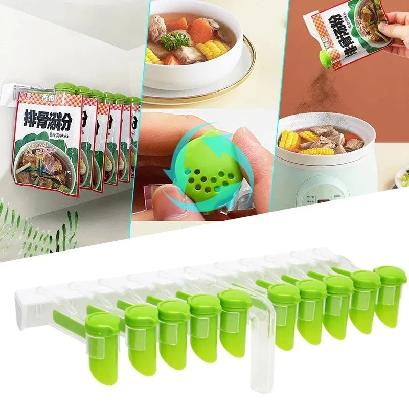 Wall-Mounted Hanging Seasoning Bag Organizer – 6/10 Grid Spice Rack