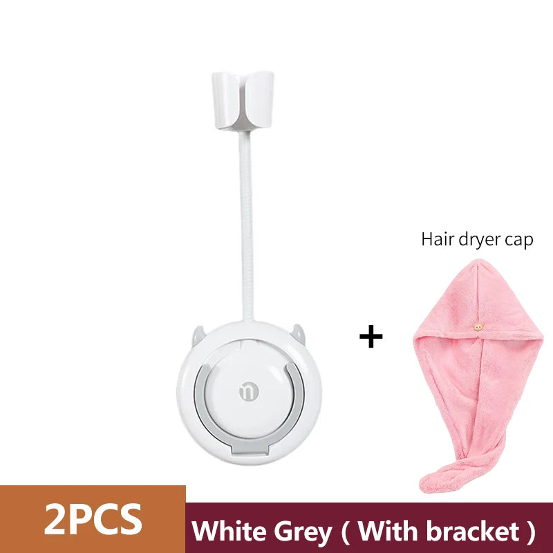 Wall-Mounted Hands-Free Hair Dryer Holder with 360° Adjustment