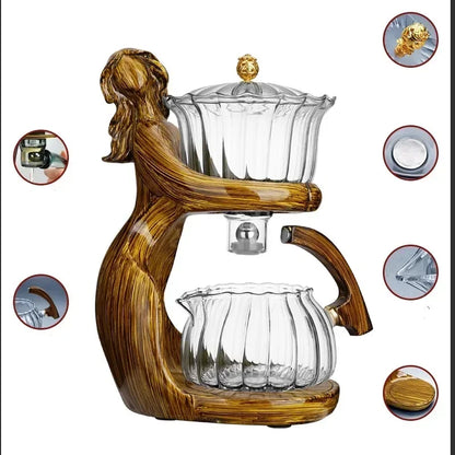 Creative Female Statue Teapot Set in Heat-Resistant Glass