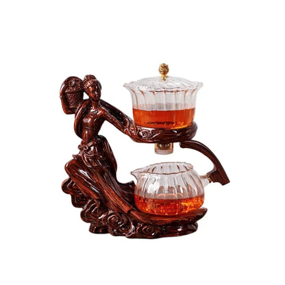 Creative Female Statue Teapot Set in Heat-Resistant Glass