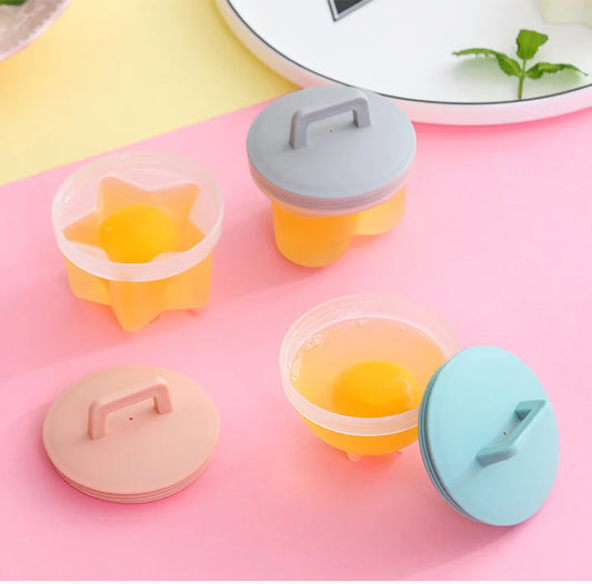 4-Piece Egg Steamer and Frying Mold Set – Cute Breakfast Moulds with Lids and Brush